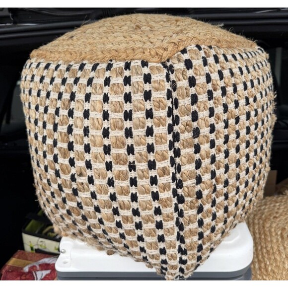 Nourison Home Other - Nourison Jute/Cotton Pouf 16x16x16 Farmhouse Style Braided Rope